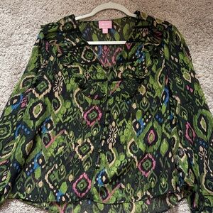 Muse Green and Black Patterned Blouse